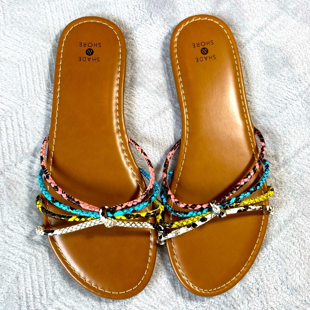 Braided Sandals Animal Print Flip flops Colorful Rainbow Snakeskin Flats